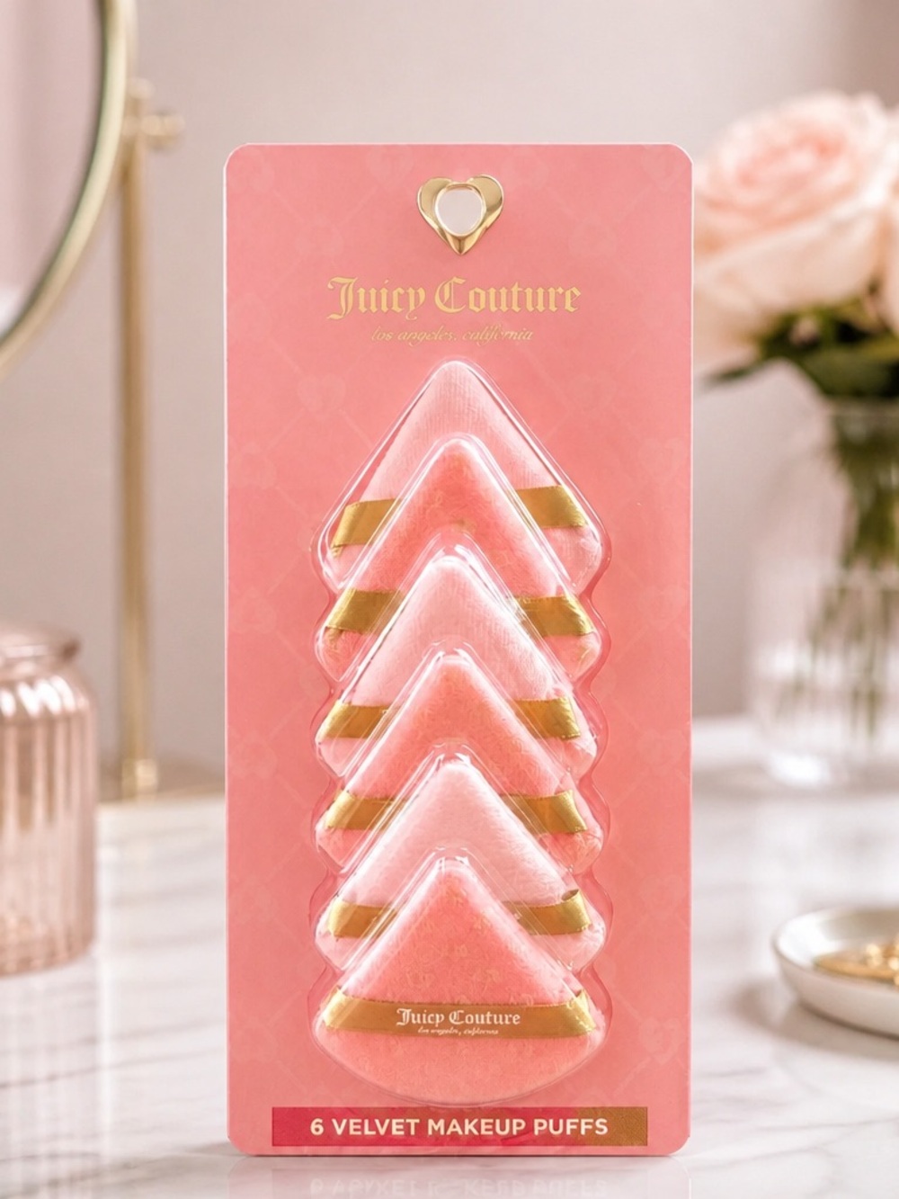 Juicy Couture Pink Velvet Makeup Puffs 6 Pack Beauty Blender Set